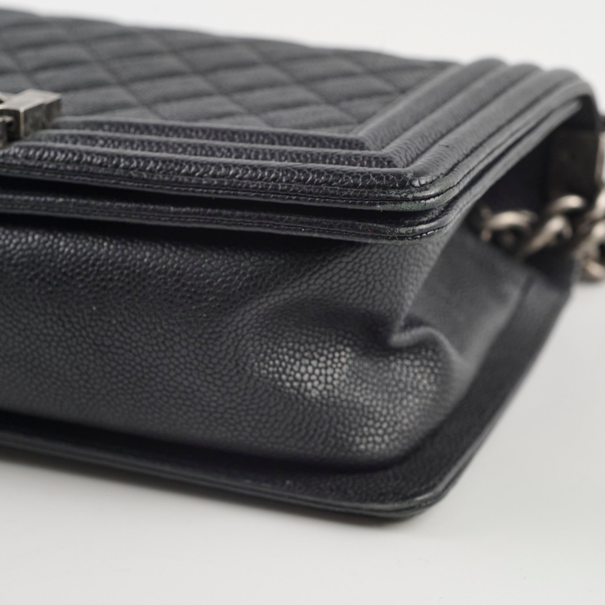 Chanel Caviar Leather Old Medium Boy Bag Black - Luxury Designer Handbag for Women | Perfect for Evening Events, Parties, and Special Occasions