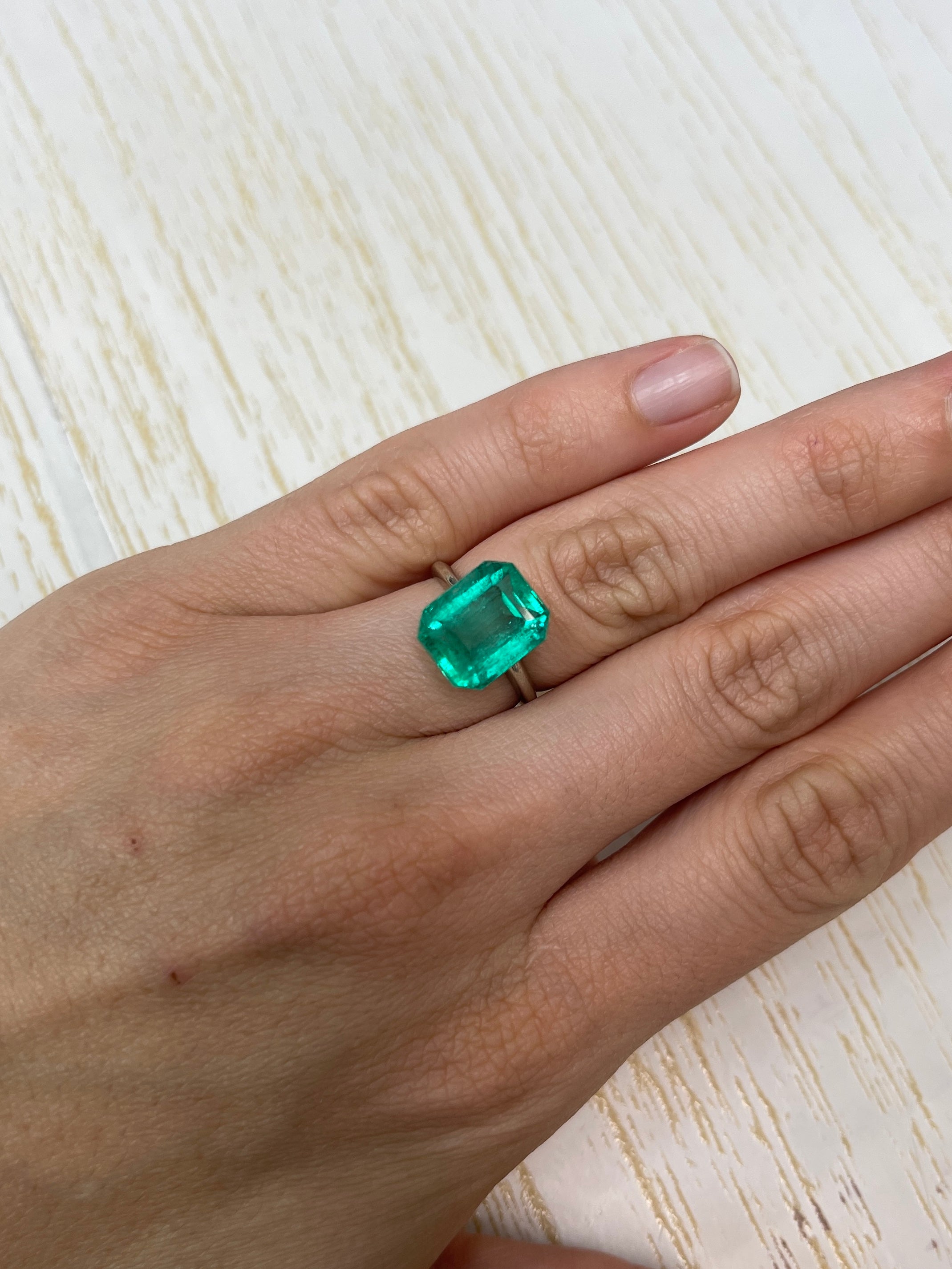 7.22 Carat 13x10mm Bluish Green Loose Colombian Emerald - Emerald Cut Gemstone for Jewelry Making, Engagement Rings & Collector's Items