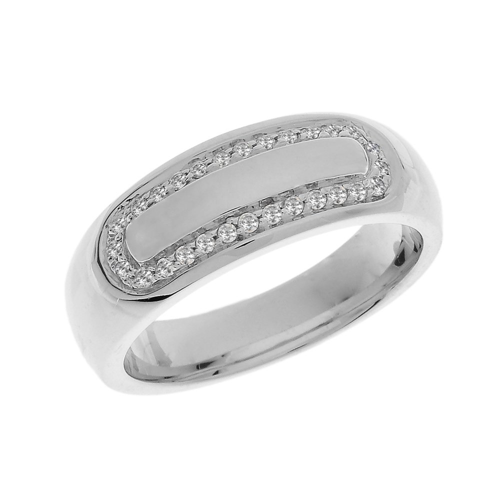 Men's Sterling Silver Diamond Comfort Fit Wedding Band Ring - Elegant & Durable for Everyday Wear, Anniversary & Engagement Gifts