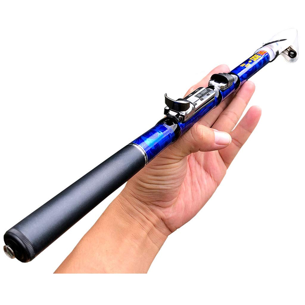 YINGZI Portable Carbon Fiber Spinning Fishing Rod - Telescopic 1.5m to 3.0m Travel Fishing Pole for Saltwater & Freshwater - Lightweight Blue 1.8m Rod for Beach, Boat & Travel Fishing Adventures