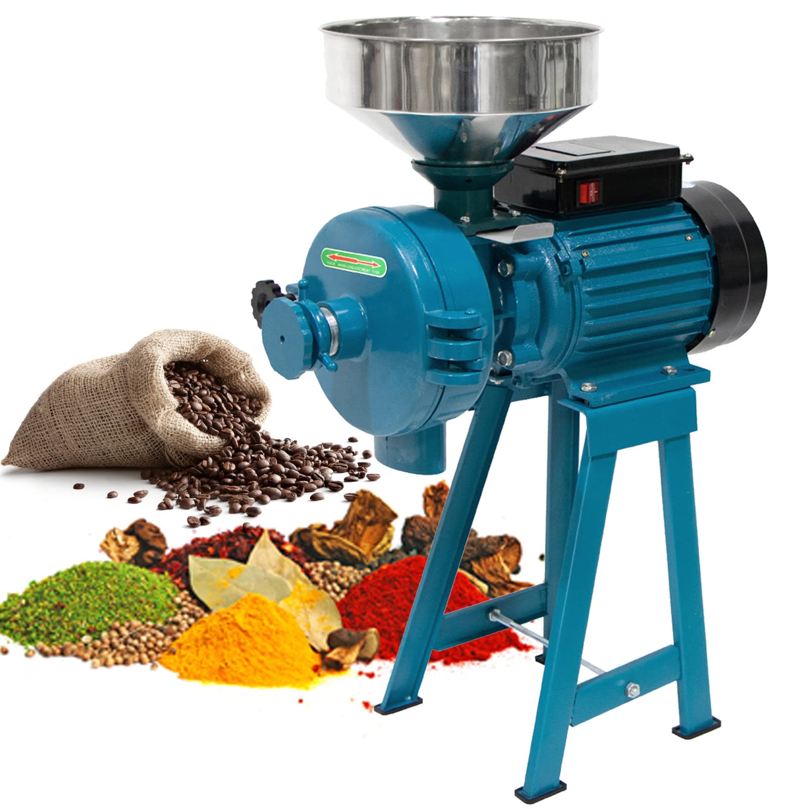 3000W Electric Grain Mill Grinder for Wet & Dry Grains - Commercial & Home Use Flour Mill for Rice, Wheat, Corn | Perfect for Baking, Farm Use & Latin Cooking (Molino de Maiz Electrico)