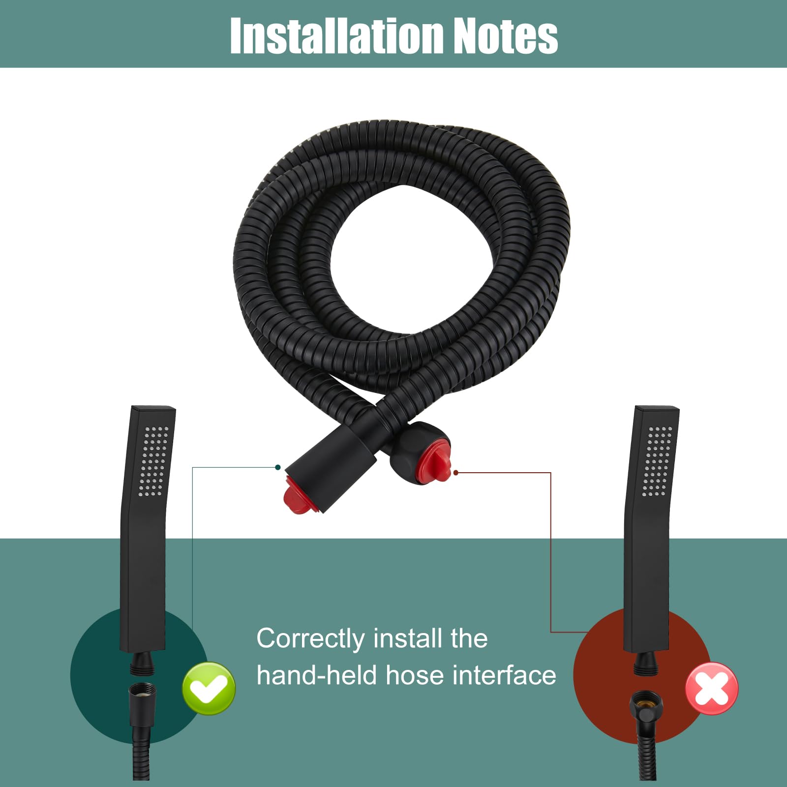 Matte Black Exposed Shower System - 8 Inch Square Rainfall Shower Head with Adjustable Handheld Sprayer - Dual Function Wall Mount Bathroom Faucet Set for Modern Home & Spa Experience