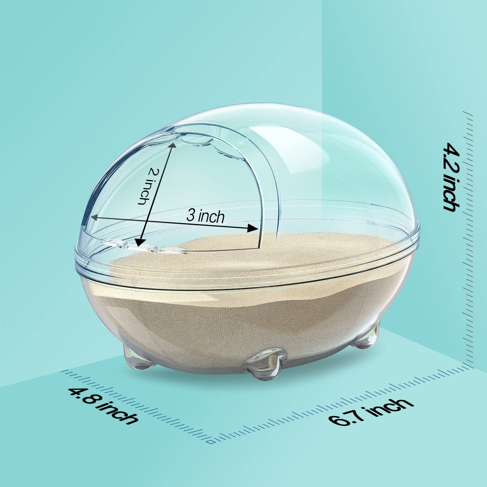 Hamster Bathroom & Sand Bath Container - Transparent Dust Bath Box for Small Pets, Hamster Bathtub & Toilet Accessories - Perfect for Cleaning & Grooming in Cage