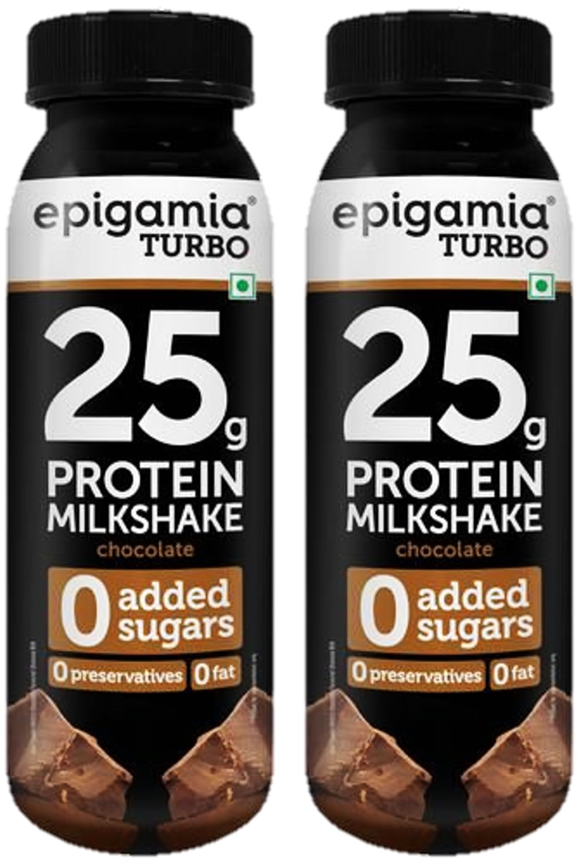 Epigamia Turbo 25g High Protein Chocolate Milkshake - 250ml (Pack of 2) | Delicious Post-Workout Recovery Drink & Healthy Snack for Gym, Office & On-The-Go Nutrition