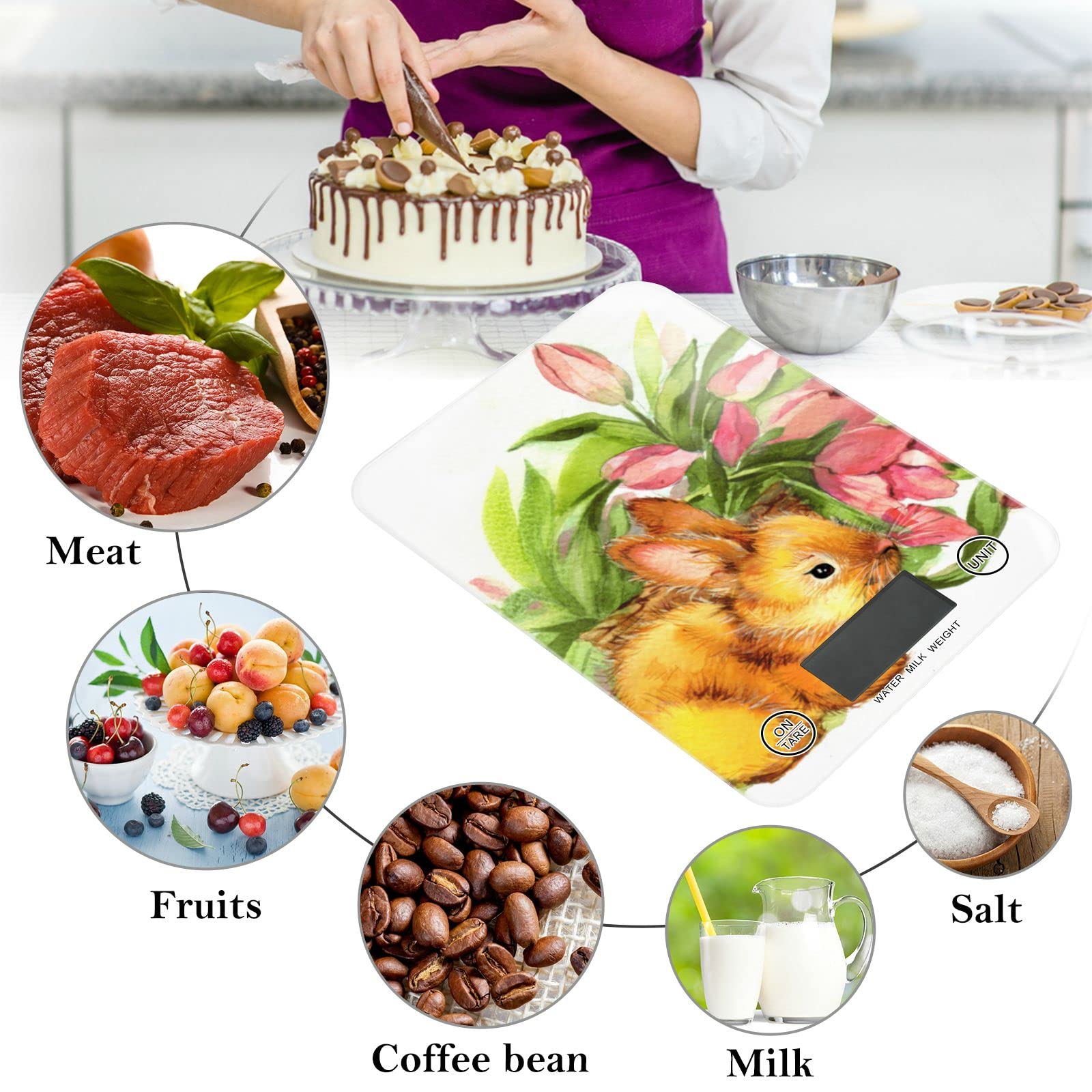 Easter Bunny Digital Kitchen Scale - Waterproof, Ounces & Grams for Baking & Cooking