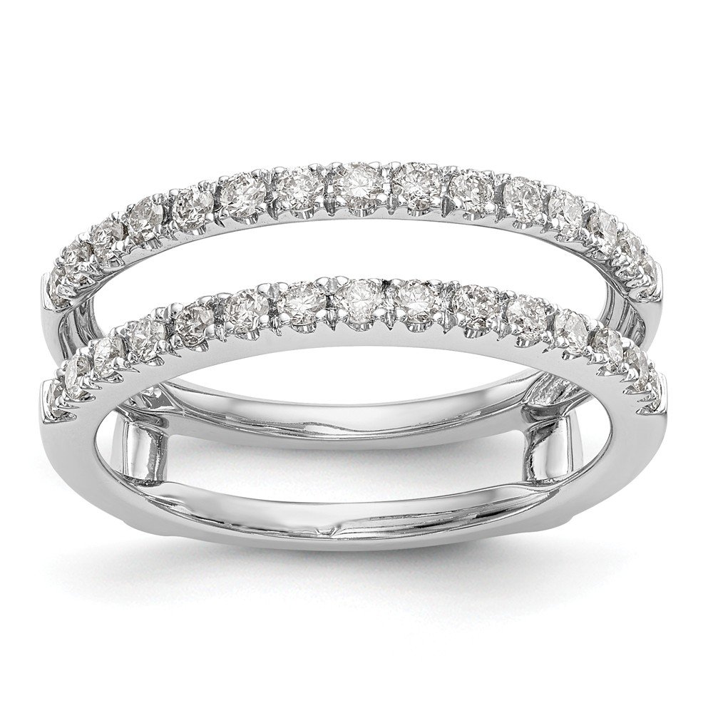 14K White Gold Diamond Guard Ring for Women - Elegant Stackable Ring for Engagement, Wedding, Anniversary & Everyday Wear