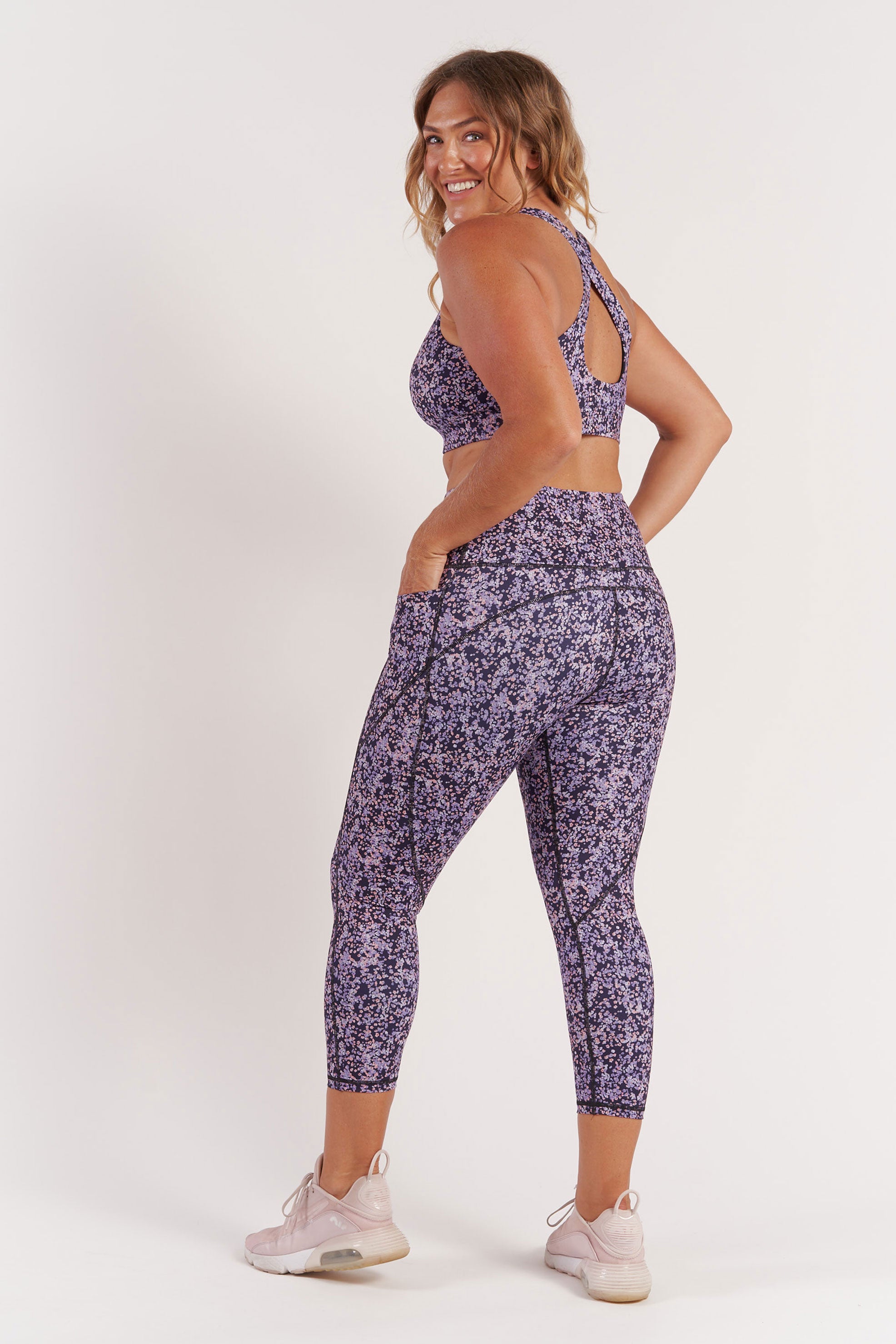 Training Pocket Move 7/8 Legging Floral - High Waist Yoga Pants for Women, Workout Running Gym Fitness with Side Pockets | Perfect for Yoga, Pilates, Running & Lounge Wear