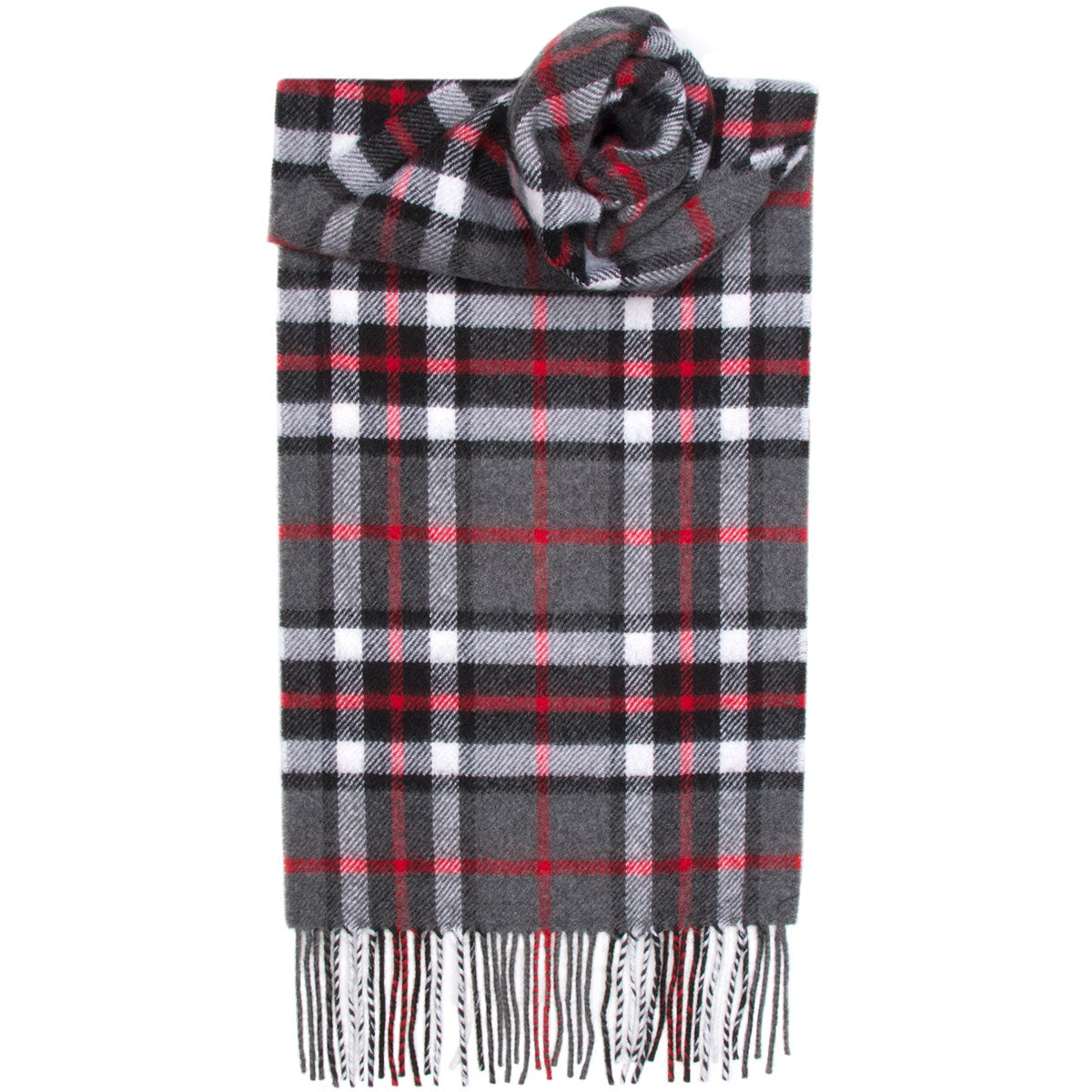 Thompson Grey Tartan Scarf - Premium Wool Plaid Wrap for Men & Women - Perfect for Winter Fashion, Outdoor Activities & Holiday Gifts