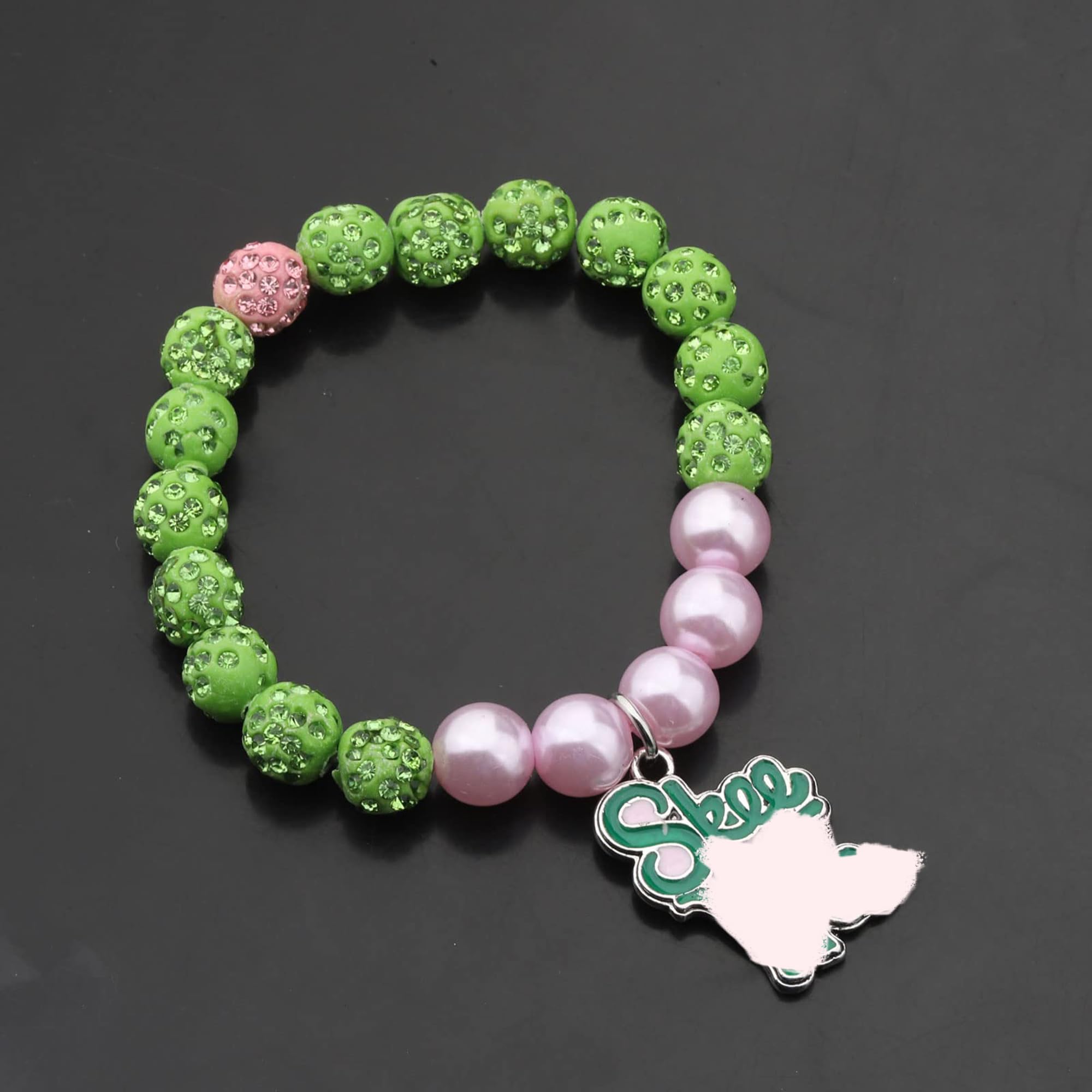 POTIY Sorority Graduation Gift - Pink and Green Beaded Bracelet for Women | Sisterhood Jewelry, College Graduation Accessories | Perfect for Greek Life Events, Graduation Parties & Sister Gifts