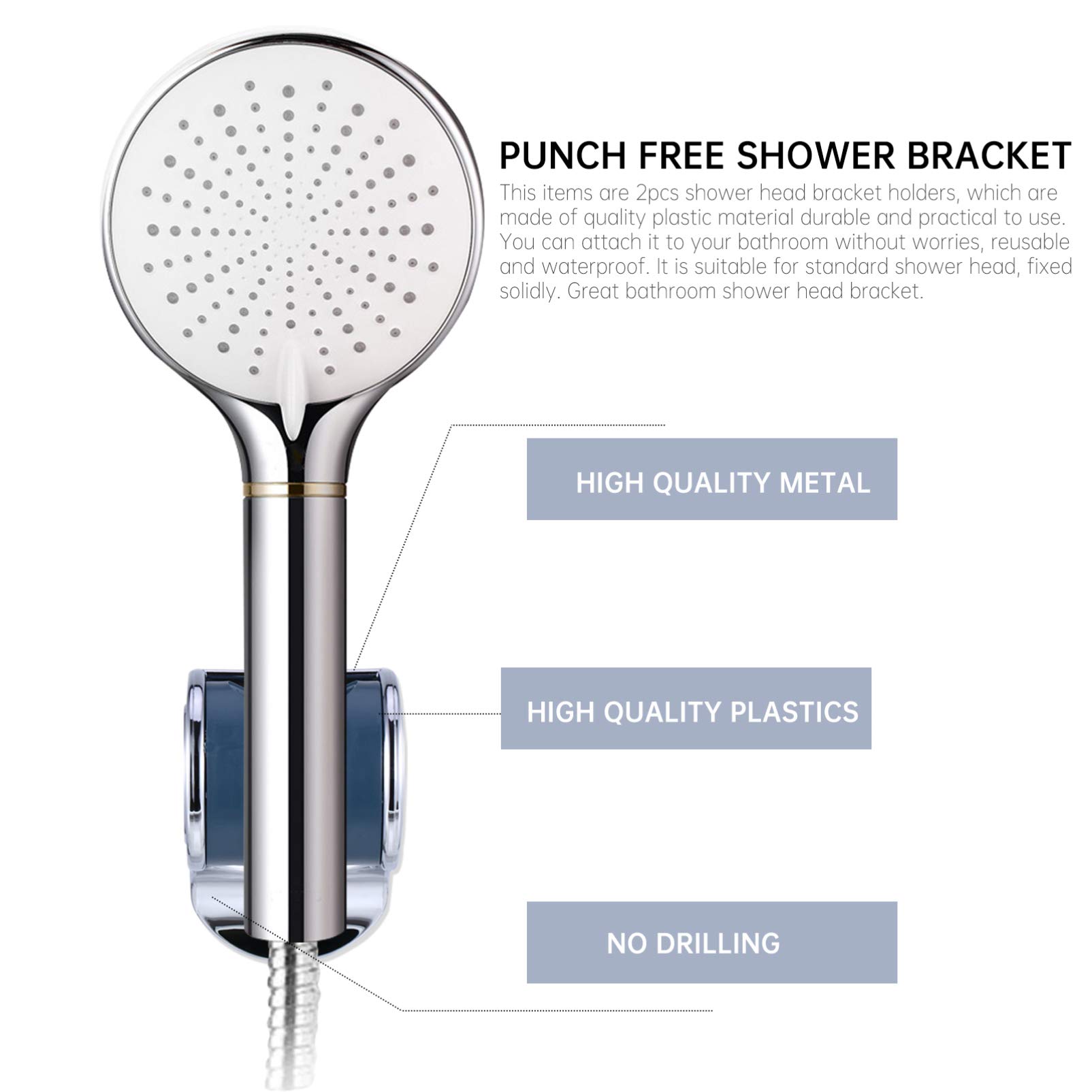 Hemoton 2-Pack Shower Hose Holder Wall Mount - Adjustable Shower Head Bracket for Handheld Shower Wand, Nozzle & Bathroom Accessories - Perfect for Bath, Spa & Home Renovation