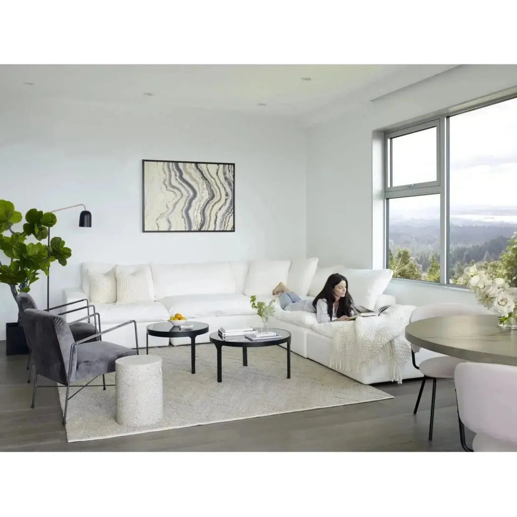 4-Piece Stain-Resistant Terra White Modular Lounge Set - Modern & Durable Sectional Sofa for Living Room, Family Room, or Office