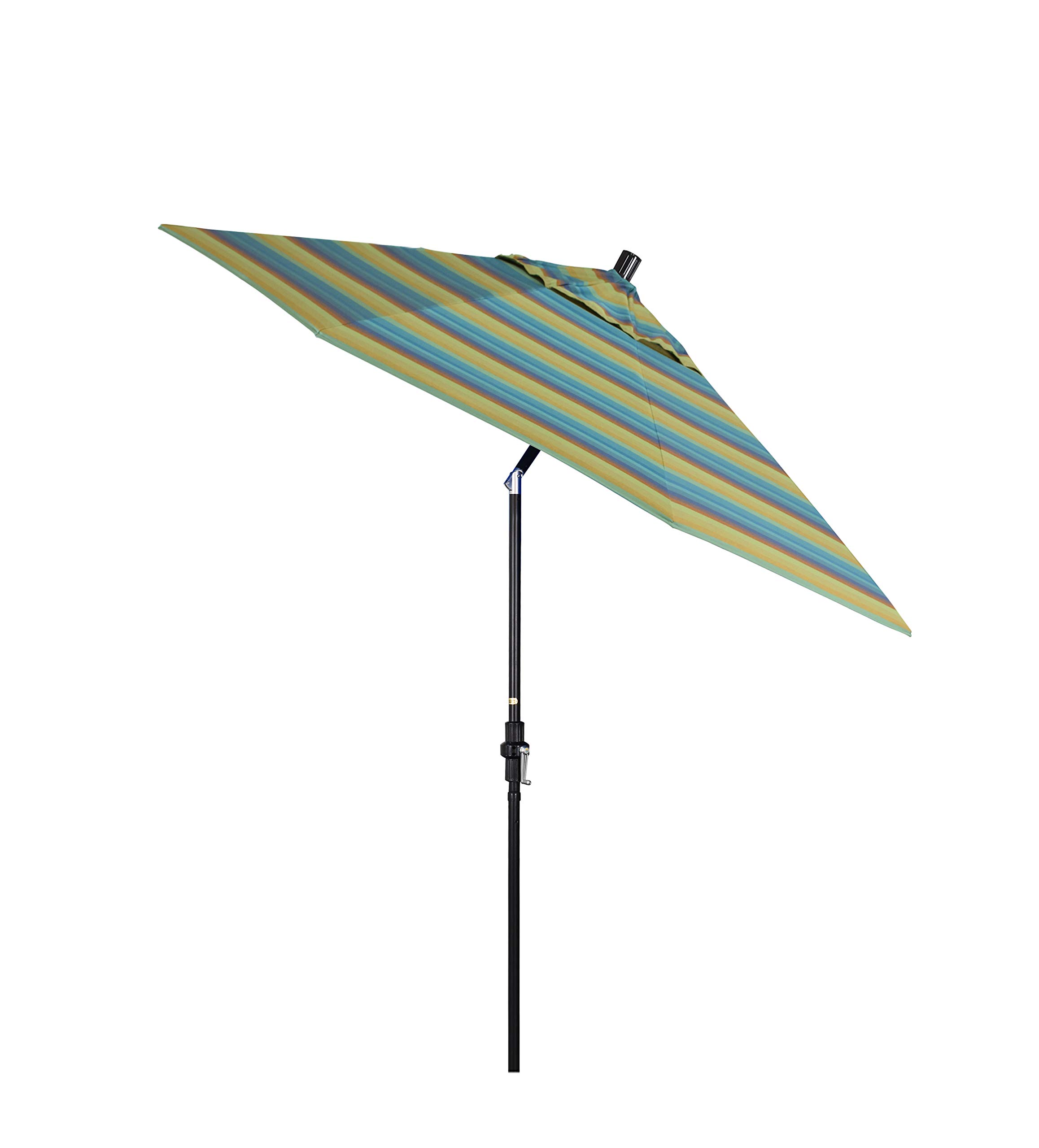 7.5' Round Patio Umbrella with Crank Lift & Tilt - Aluminum Pole & Fiberglass Ribs - Bronze Sunbrella Astoria Lagoon Fabric - Perfect for Poolside, Backyard, and Outdoor Dining Areas
