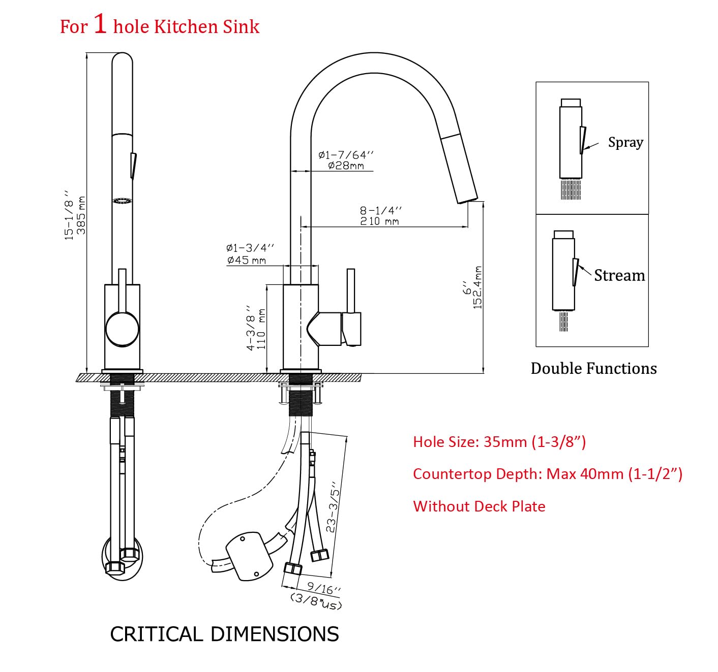 Havin Matte Black Kitchen Faucet with Pull Down Sprayer - High Arc Stainless Steel, cUPC Ceramic Cartridge, No Deck Plate - Perfect for 1-Hole Kitchen Sink or Laundry Sink | Modern Upgrade for Cooking, Washing Dishes & Cleaning Tasks