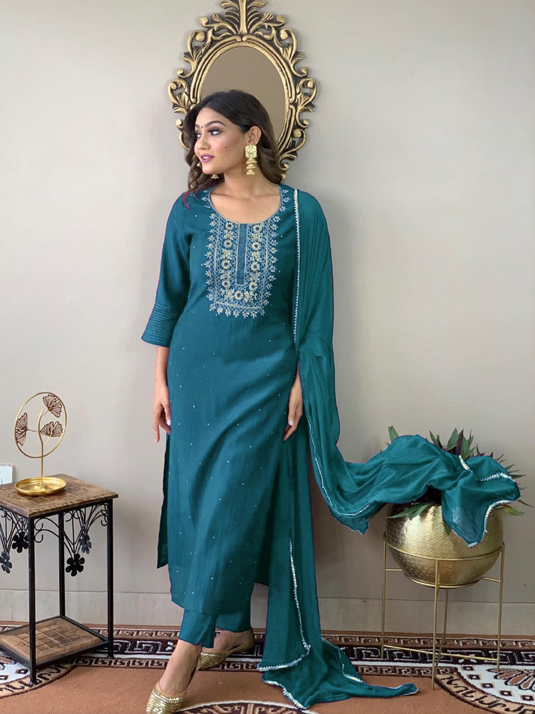 Stylish Blue Designer Pant Suit with Elegant Embroidery - Perfect for Weddings, Parties & Formal Events