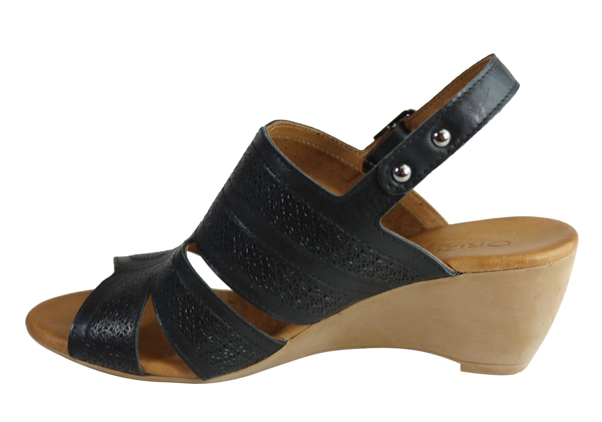 Orizonte Pinta Women's European Leather Comfortable Wedge Sandals - Stylish & Supportive for Summer, Beach, and Casual Outings