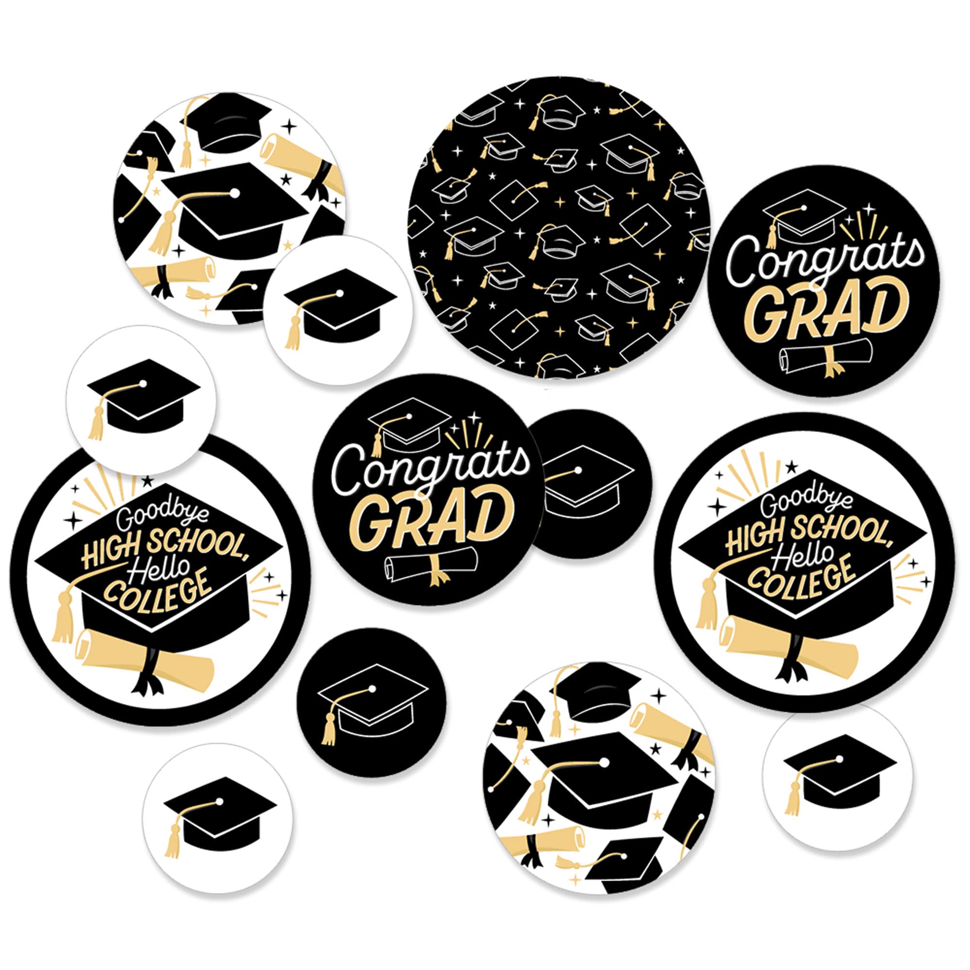 Hello College Graduation Party Giant Circle Confetti - 27-Pack Large Confetti Dots for Graduation Decorations, Photo Backdrops & Celebration Events