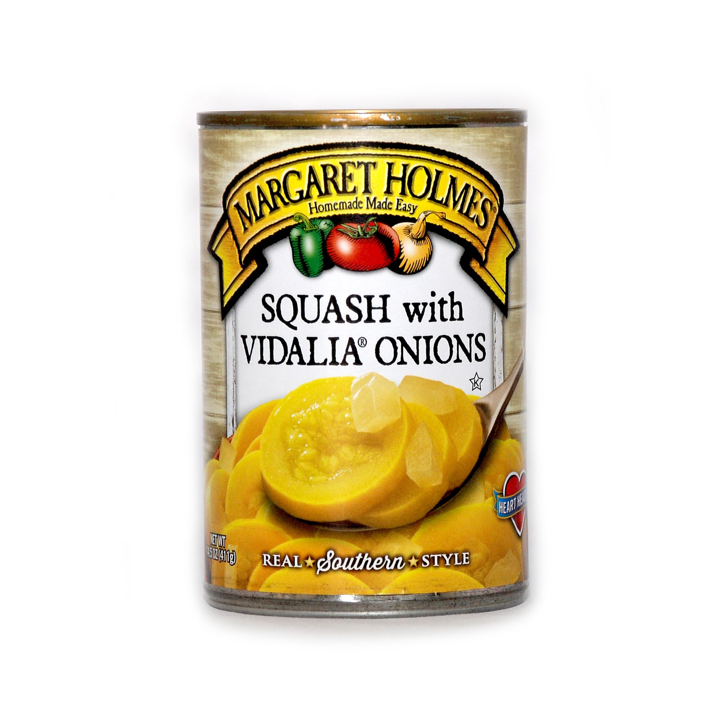 Margaret Holmes Squash with Vidalia Onions - 14.5 oz Canned Vegetables (Pack of 6) | Southern Style Side Dish | Comes with Free JFS Recipe Card | Perfect for Family Dinners, Potlucks & Holiday Meals