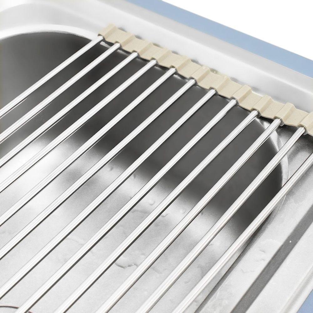 Stainless Steel Over Sink Roll Up Dish Drying Rack - Space Saving Kitchen Organizer for Small Spaces, Apartments & RVs | Foldable & Rustproof