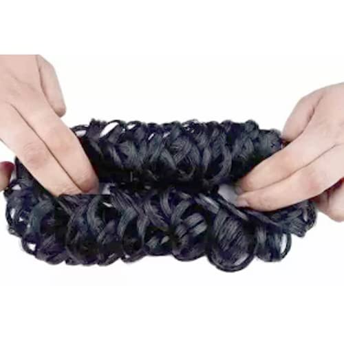 Flysales® 2-Pack Fancy Juda Bun Hair Bands for Women & Girls - Synthetic Hair Extensions for Instant Hairstyles (Black & Brown) - Perfect for Parties, Weddings & Everyday Styling