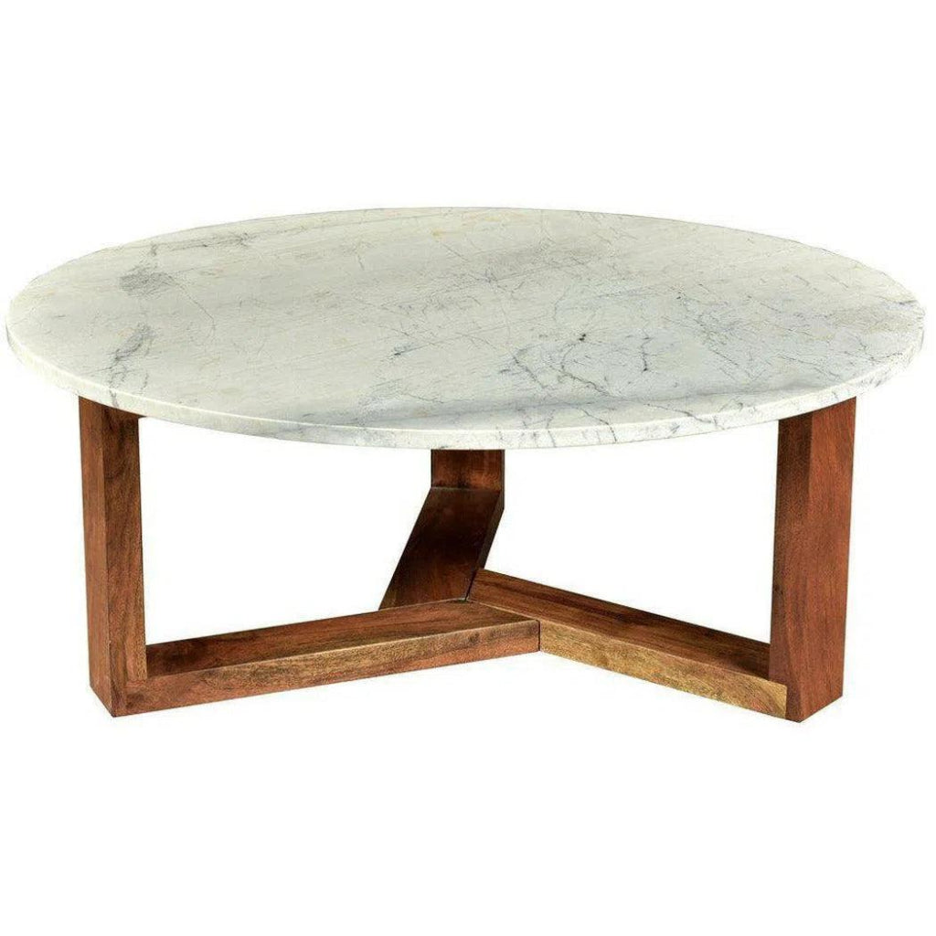 38 Inch Modern Coffee Table - Brown & White Finish - Perfect for Living Room, Lounge, or Office Decor