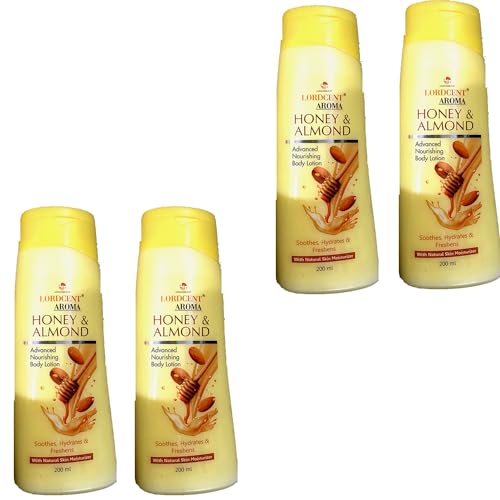 LORDCENTT Honey & Almond Body Lotion - Deep Moisturizing & Nourishing Skin Care (200ml x 5 Pack) for Dry, Sensitive Skin - Perfect for Daily Hydration & Nighttime Skincare Routine