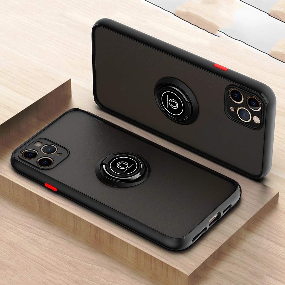 Premium Matte Black Camera Lens Protector Case for iPhone 11 Pro (5.8-Inch) with Ring Stand - Shatterproof Protection & Stylish Design for Travel, Photography & Everyday Use