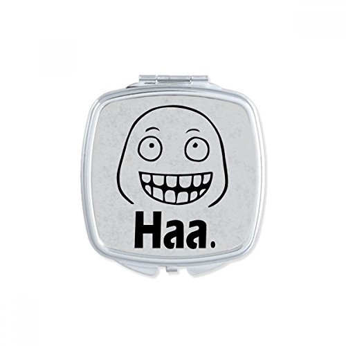 DIYthinker Black Cute Happy Pattern Square Mirror - Portable Compact Pocket Makeup Mirror with Double Sided Glass for Travel, Home & Office Use