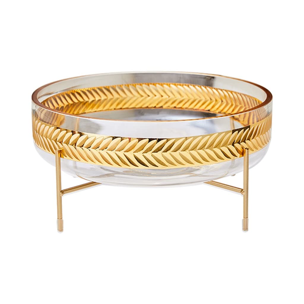 Golden Leaf Pattern Metal Serving Tray - Decorative Fruit Dish, Dessert Plate & Storage Organizer for Kitchen, Dining Table, Party Buffet | Elegant Home Decor (Color: A, Size: A)