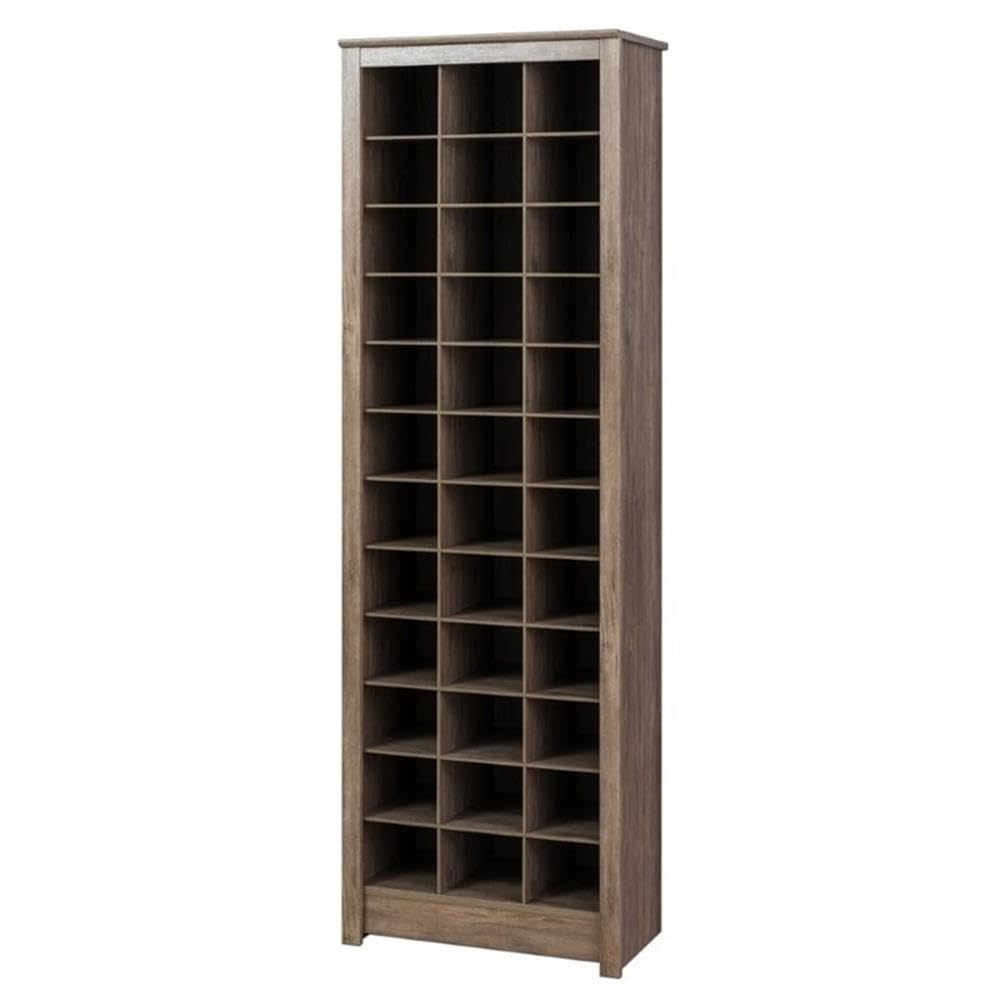 Pemberly Row Modern Space-Saving Wood Shoe Storage Cabinet in Drifted Gray - Organize Entryway, Closet & Bedroom Shoes Neatly
