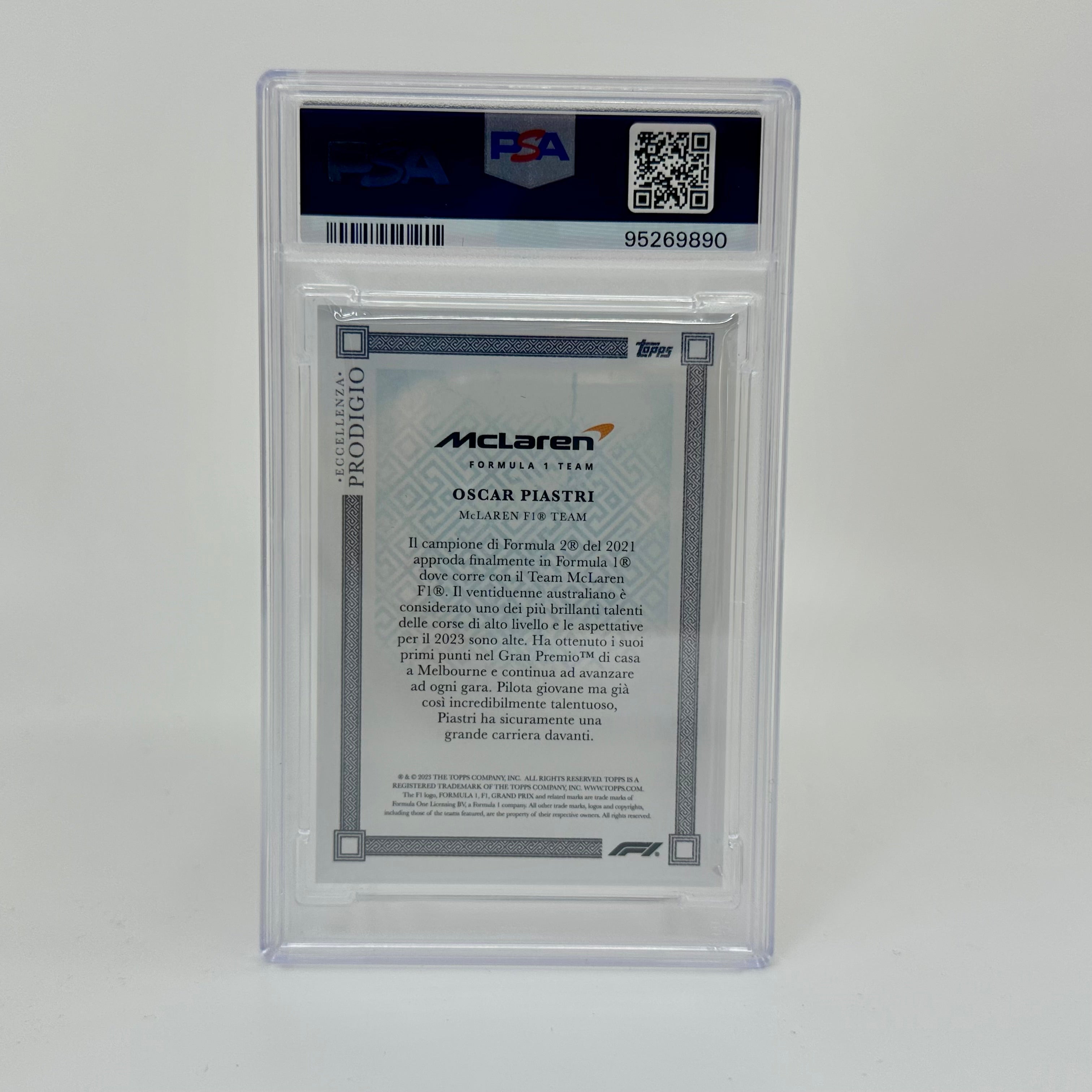 2023 Oscar Piastri Blue 07/49 Eccellenza Prodigio PSA 9 Graded Trading Card - Perfect for Collectors, Sports Memorabilia & Investment