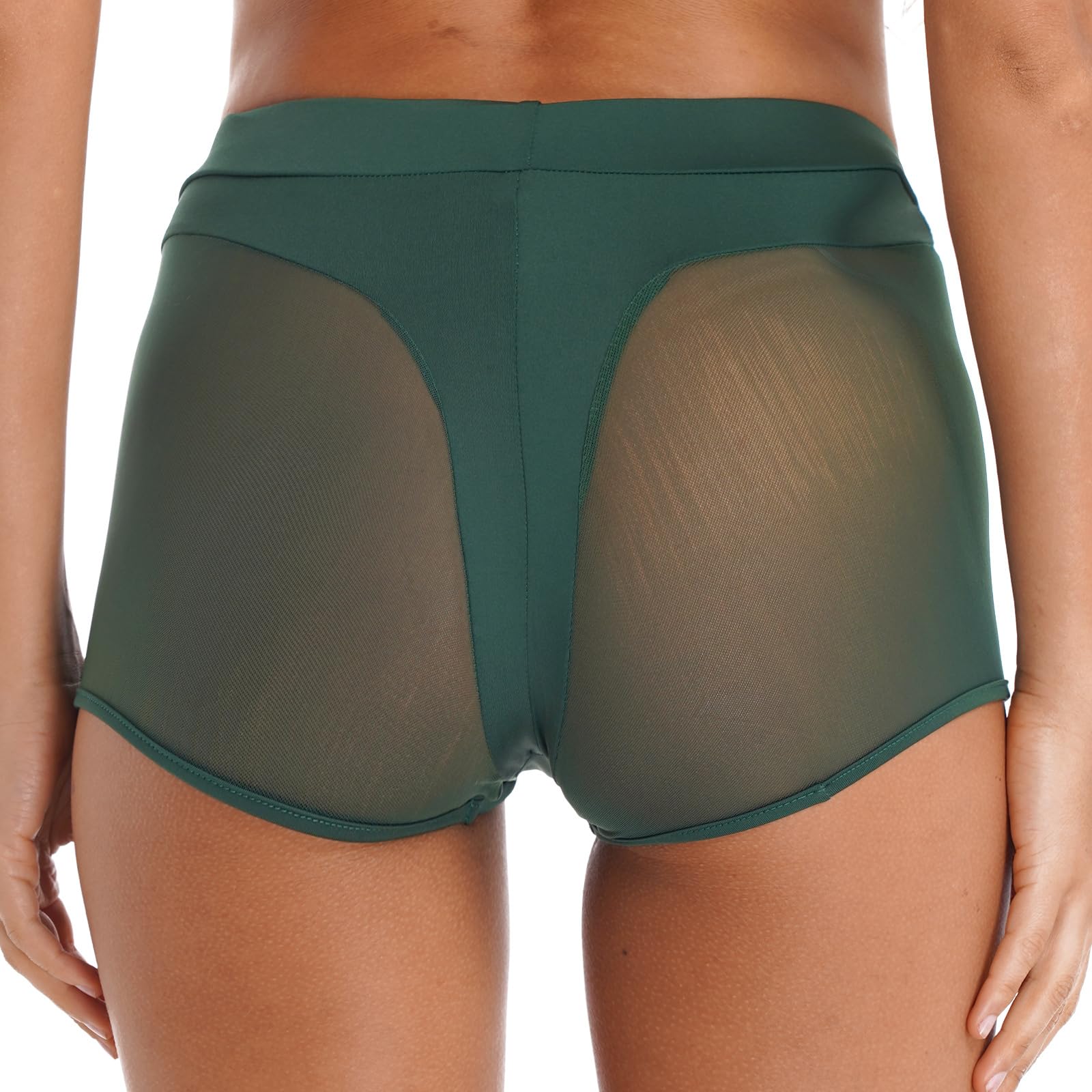 Women's High Waisted Mesh Yoga Shorts - Butt Lifting Workout Running Swim Shorts - Stretchy Body Shaper Underwear for Gym, Beach & Lounge
