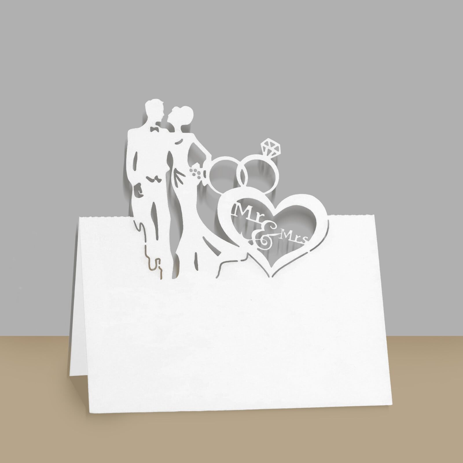 50 Pcs White Pearlescent Wedding Name Cards - Elegant Hollow Place Cards for Weddings, Parties & Banquets | Perfect for Seating Arrangements & Table Decorations