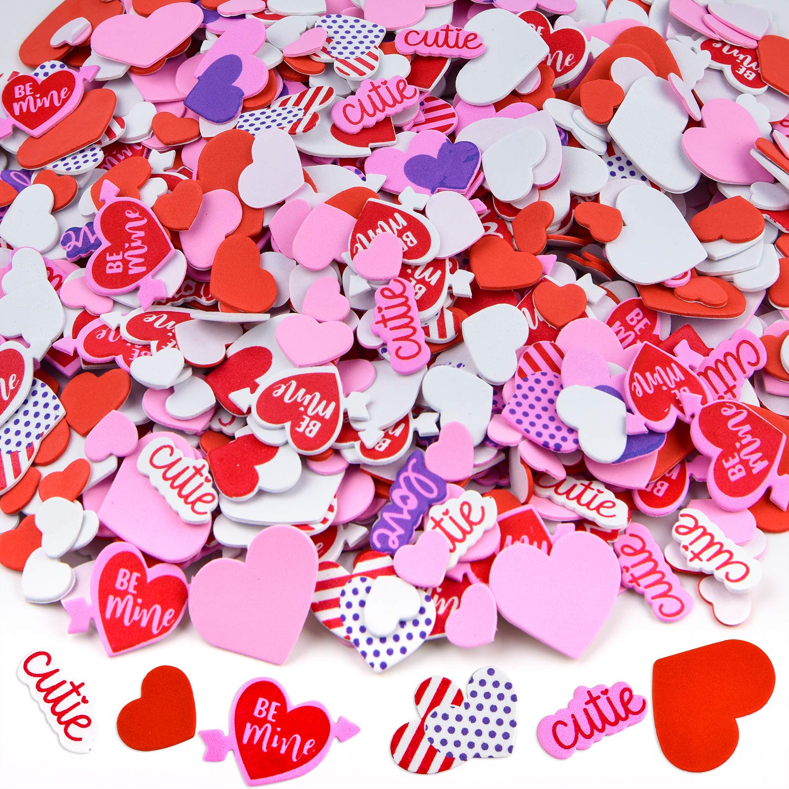 Coopay 900-Piece Self-Adhesive Foam Heart Stickers for Valentine's Day - Assorted Sizes (1/2