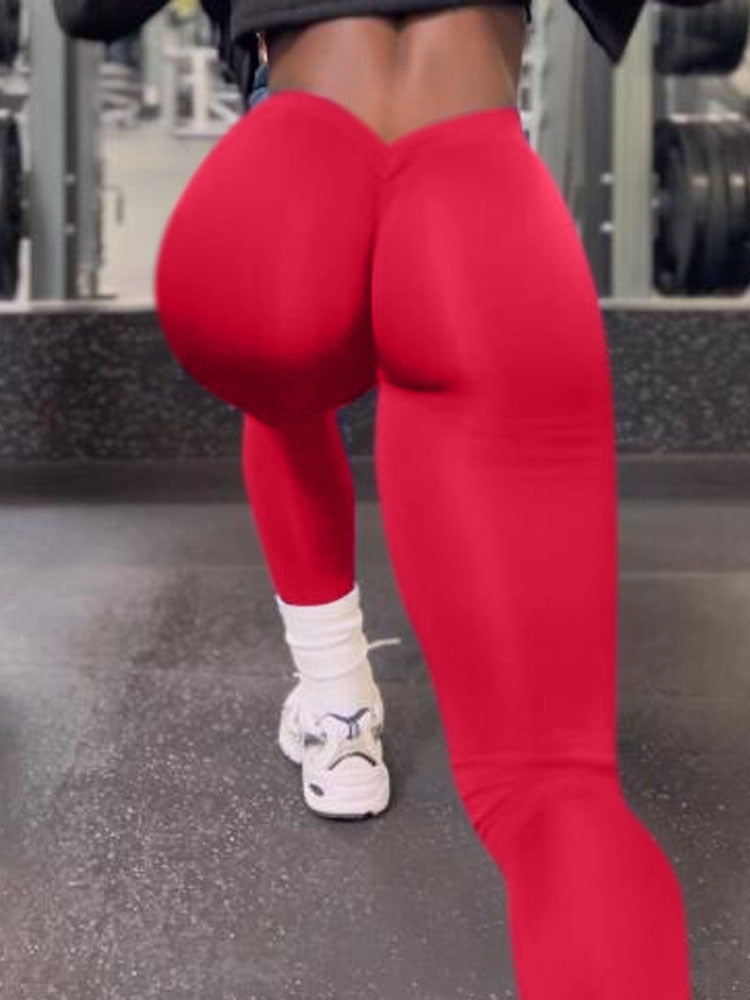 ZASUWA Women's Scrunch Butt Lifting Deep V Back Leggings - High Waisted Tummy Control Yoga Pants for Workout, Gym & Everyday Wear