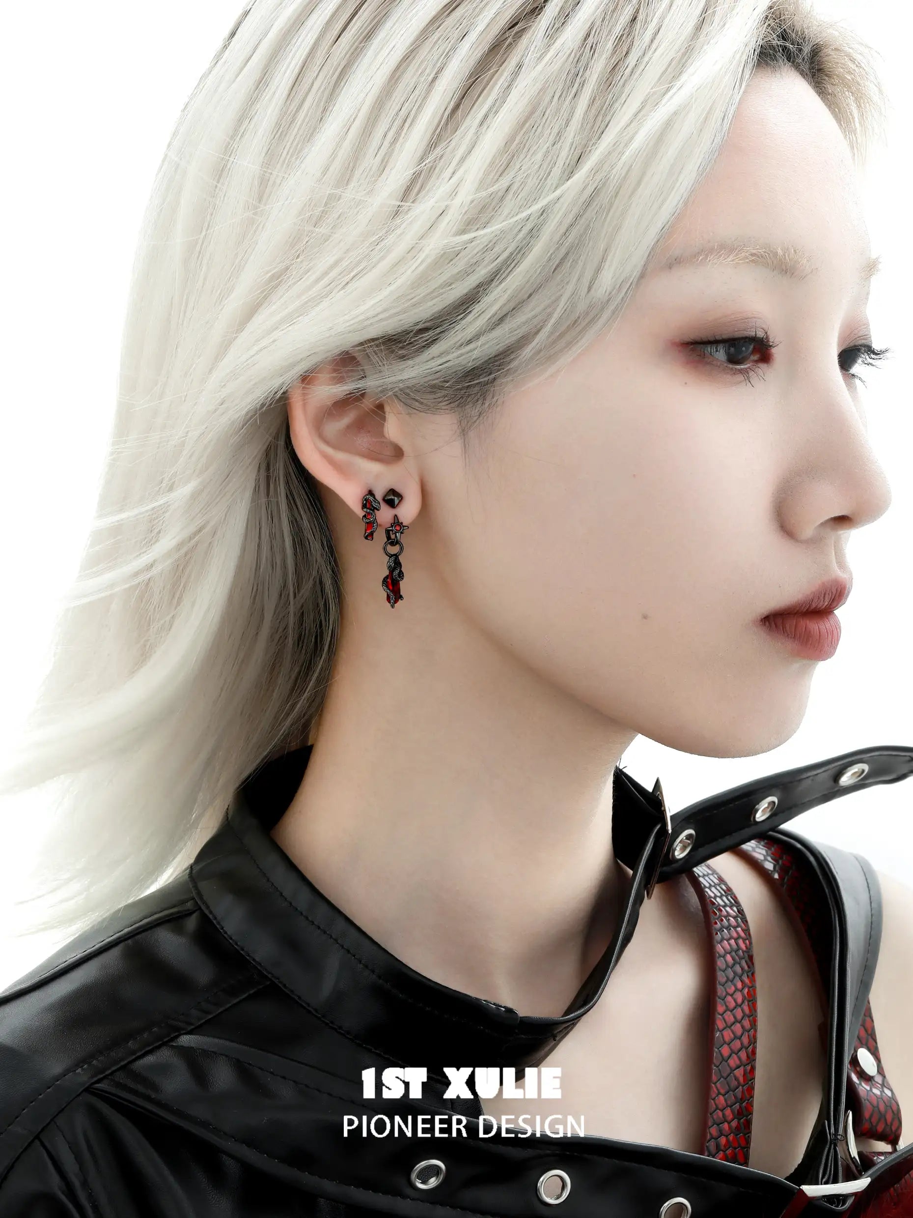 Forbidden Love S925 Sterling Silver Snake Red Crystal Stud Earrings for Women - Elegant Gothic Jewelry for Parties, Halloween & Unique Gifts