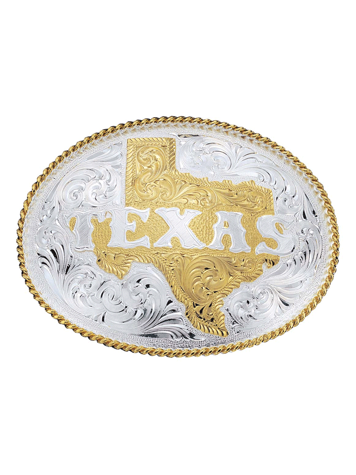 Montana Silversmiths 5630 Engraved Texas State Western Belt Buckle - Silver Plated Cowboy Accessory for Rodeo & Country Style Outfits