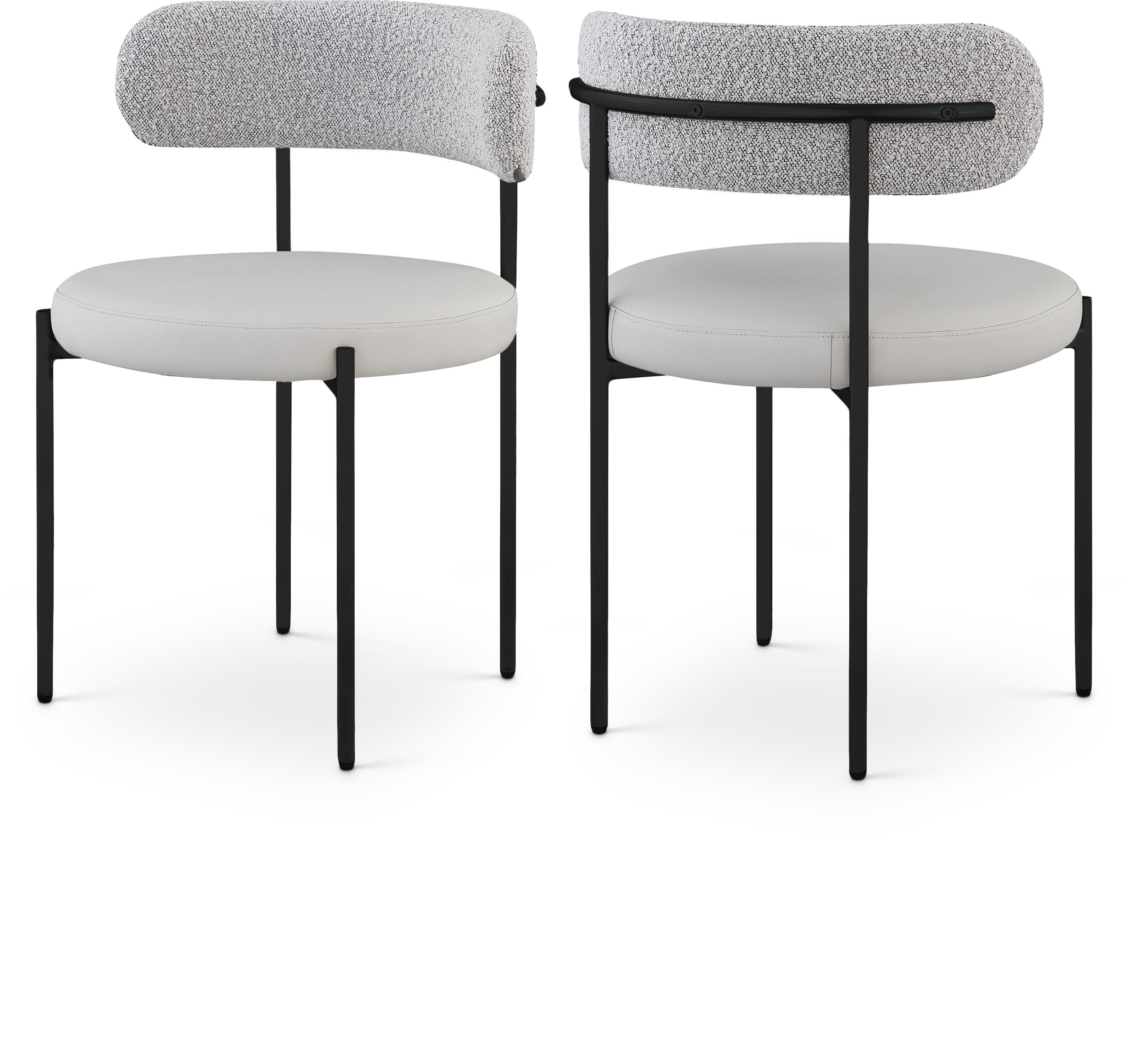 Vegan Leather & Boucle Fabric Dining Chair - Modern Comfort for Home, Office & Restaurant Use