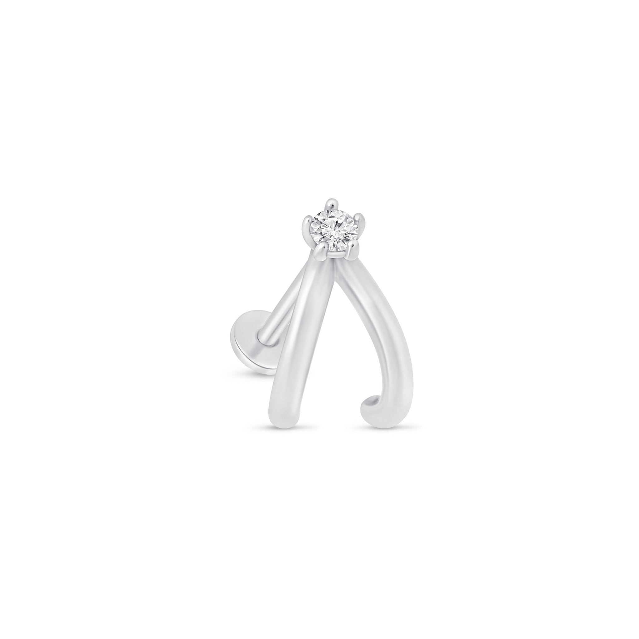 14K White Gold Diamond Double Suspender Flat Back Stud Earrings - Elegant & Durable for Weddings, Parties & Special Occasions