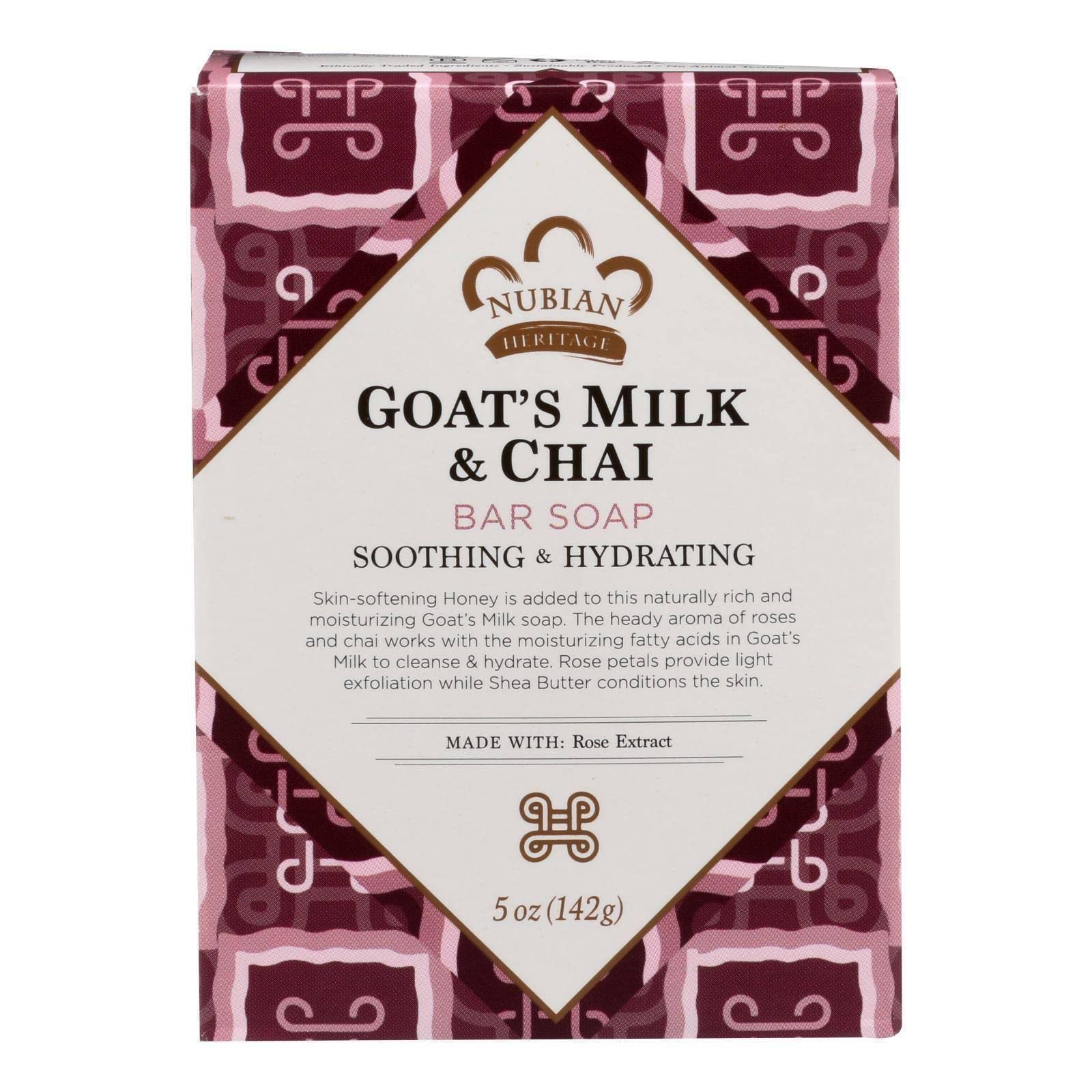 Nubian Heritage Goat Milk & Chai Soap Bar - 5 oz | Natural Moisturizing Body Cleanser for Dry & Sensitive Skin | Perfect for Daily Shower & Gift Sets