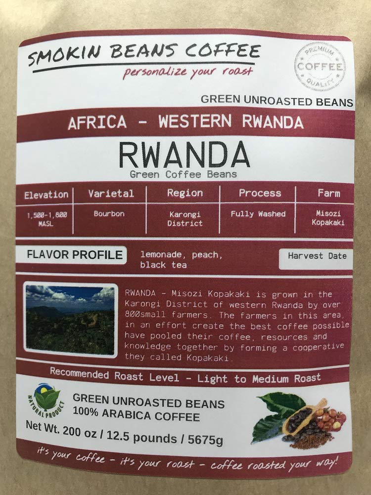 Premium 12.5-Pound Rwanda AA Unroasted Green Arabica Coffee Beans - Specialty Grade, Fresh Current Crop - Perfect for Home Roasting & Brewing - Ideal for Coffee Enthusiasts, DIY Roasters & Specialty Coffee Lovers - Use in Home Coffee Roasters, French Press, Espresso & Drip Coffee Makers