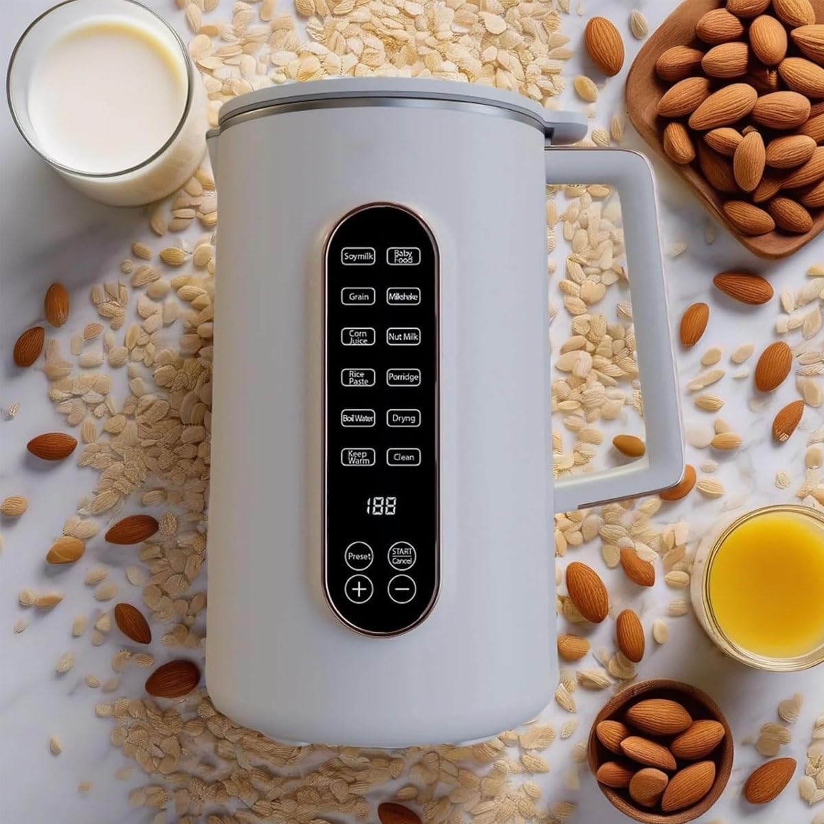 Mylk Nut Milk Maker Machine - 8-in-1 Automatic Almond Milk Maker Blender, 40oz Capacity (White) - Perfect for Vegan, Keto & Paleo Diets at Home