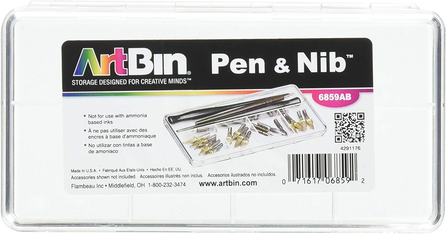ArtBin 6859AB Clear Plastic Pen and Nib Storage Box - Calligraphy & Art Supplies Organizer - Perfect for Artists, Students, and Crafters - Ideal for Home, Office, and Studio Use