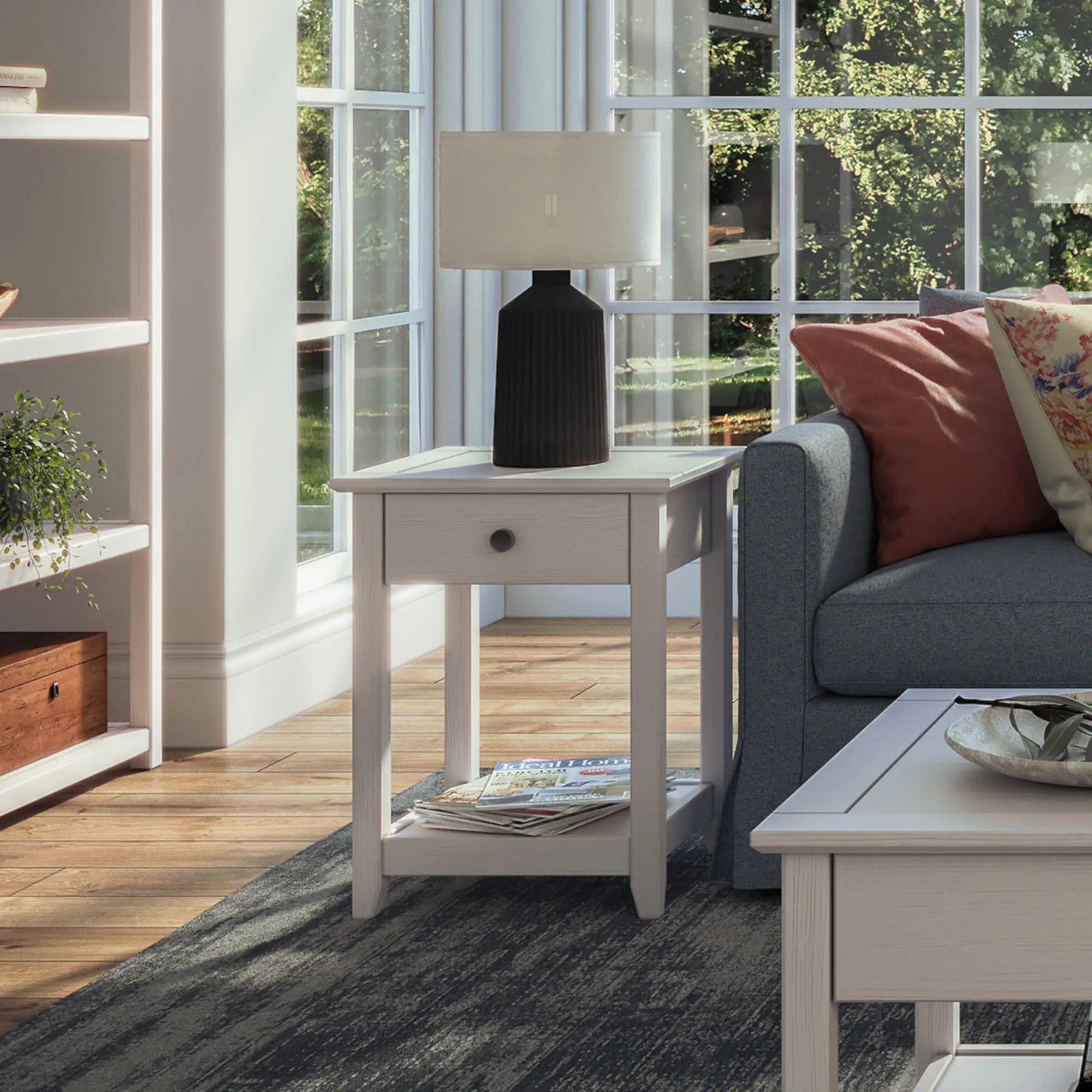 Greenport Modern End Table - Small Side Table for Living Room, Bedroom, or Office - Nightstand with Storage Shelf - Compact Accent Table for Home Decor