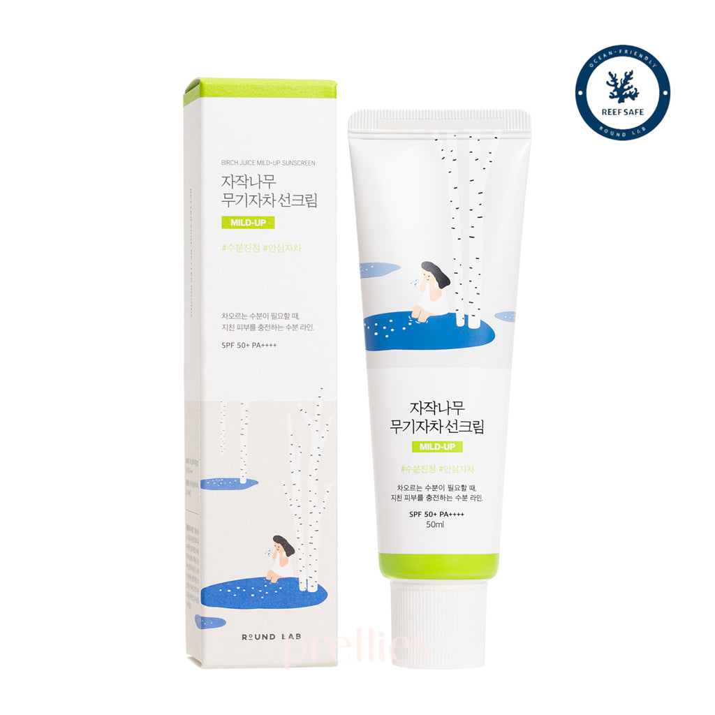 ROUND LAB Birch Mild Up Physical Sunscreen SPF50+ PA++++ 50ml - Gentle Mineral Sunscreen for Sensitive Skin - Daily UV Protection for Face & Body - Perfect for Outdoor Activities & Beach Days