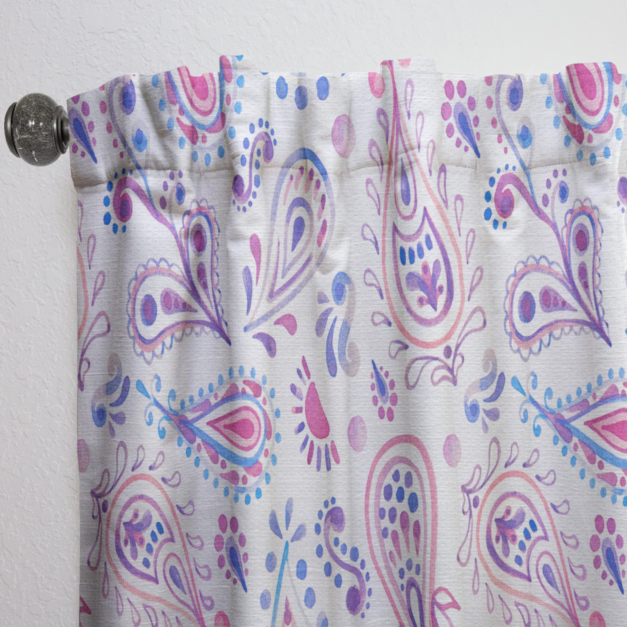 DesignQ Pink Purple Paisley Thermal Insulated Curtains - Single Panel 52x120 - Elegant Window Treatments for Bedroom & Living Room - Perfect for Home Decor, Privacy & Temperature Control