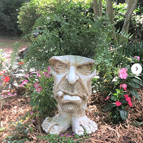 Funny Face Statue Planter - Creative Resin Sculpture for Outdoor Garden & Lawn Decor (5.9x4.72x4.33 Inch) - Unique Flower Pot Holder with Expressive Design - Perfect for Patio, Yard & Home Decor Gifts