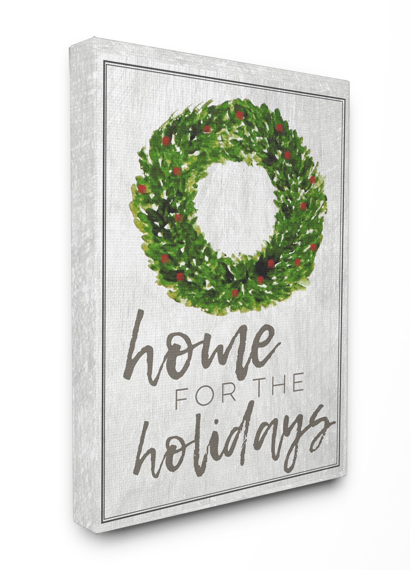 Stupell Home Décor Collection 'Home for The Holidays' Wreath Christmas XX-Large Canvas Wall Art - 30x40 Inch Stretched Framed Print - Perfect for Living Room, Bedroom & Holiday Decor