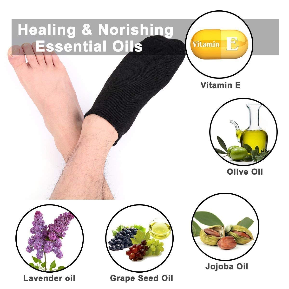 Natural Moisturizing Vitamin Oil Reusable Whitening Exfoliating Gel Socks for Winter Foot Care - Spa Treatment at Home (1 Pair, Pink) | Perfect for Dry Cracked Heels & Pedicure