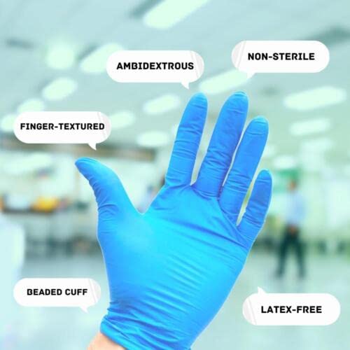 Premium Nitrile Gloves - Latex-Free, Powder-Free Disposable Gloves, 5 Mil Thick, Small Size, Blue (Pack of 1000) - Ideal for Medical, Food Service, Cleaning & Tattoo Parlors
