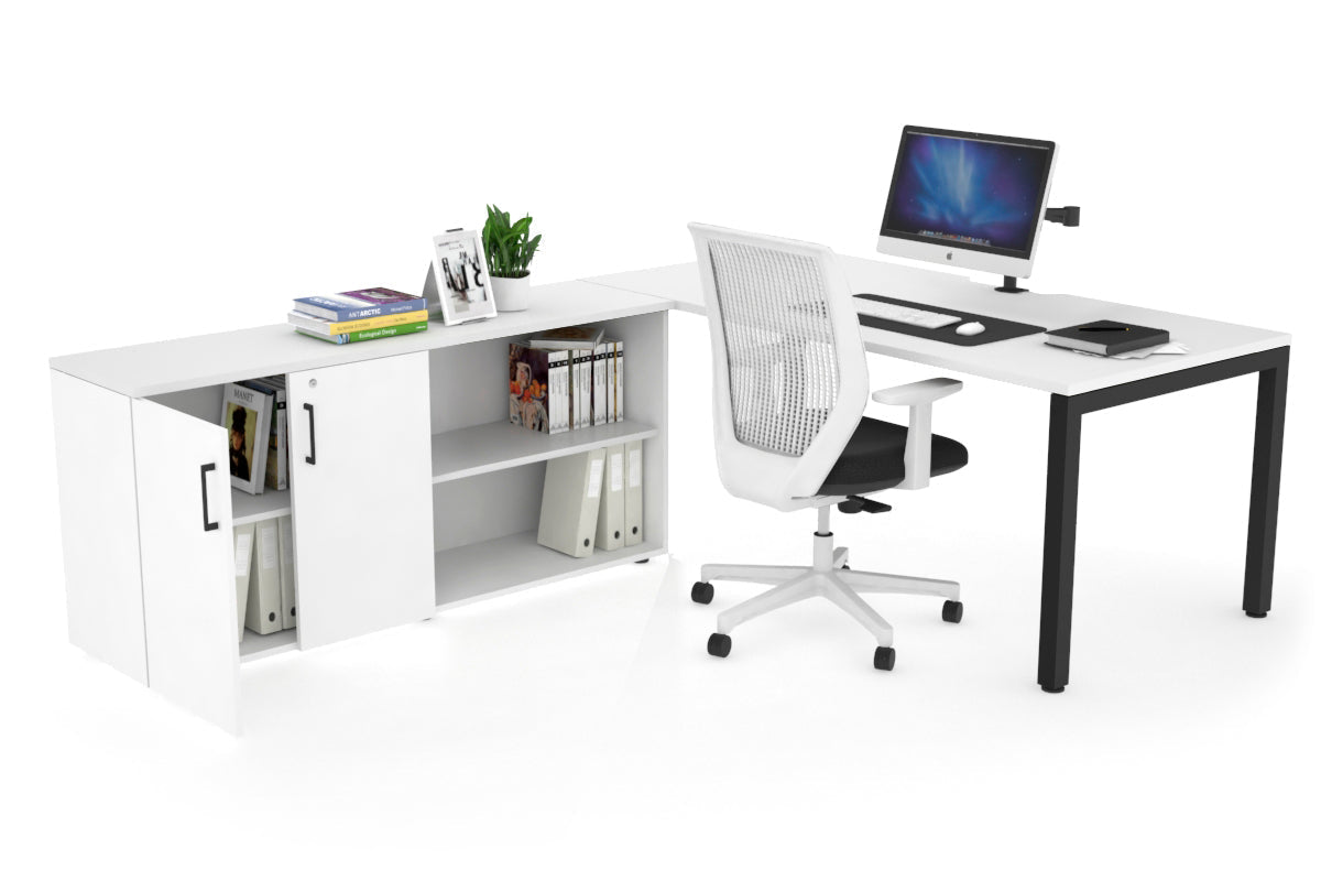 Quadro Square Executive Standing Desk Black Frame [1800L x 800W with Cable Management] - Perfect for Home Office & Modern Workspace Setup